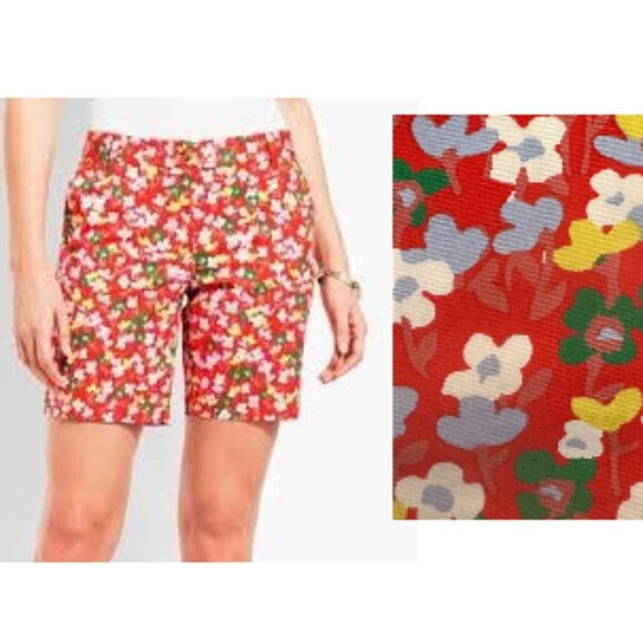 Talbots Girlfriend Chino Shorts Size 6 Floral Stretch - Picture 1 of 10